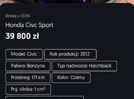 Grajewo ogłoszenia: Sprzedam HONDA  Civc Sport 1,8.
Rok - 2012, kolor czarny, stan... - zdjęcie