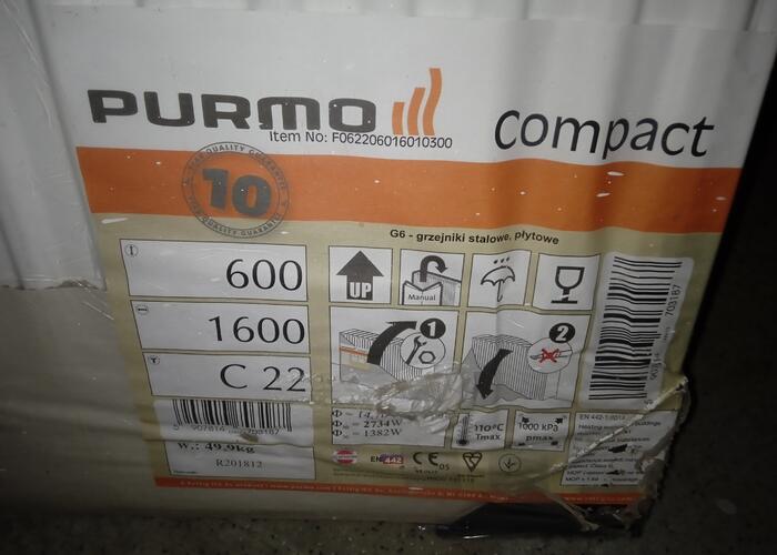 Grajewo ogłoszenia: Sprzedam grzejnik C.O firmy Purmo Compact o wym.600x1600 C22 wraz z...