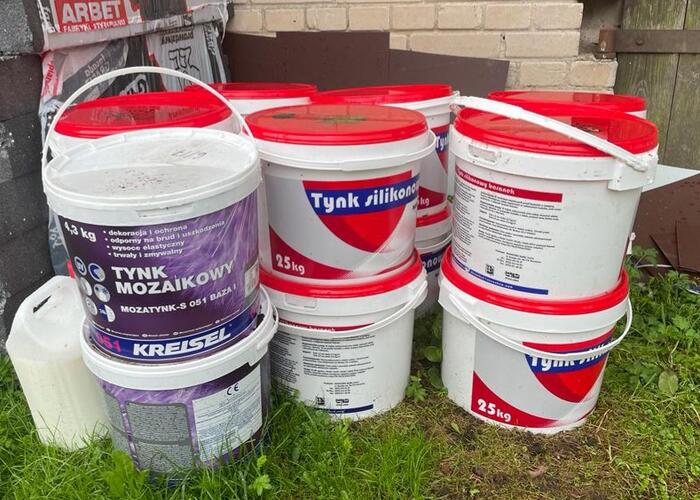 Grajewo ogłoszenia: Sprzedam pozostałe po dociepleniu domu materiały: 10 wiader tynku...