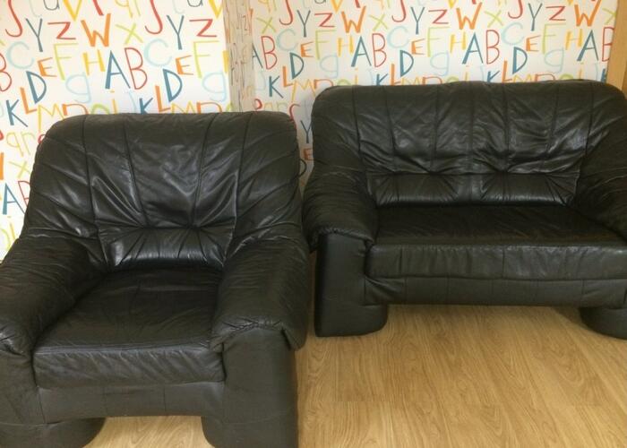 Grajewo ogłoszenia: Sprzedam zestaw skórzanych mebli koloru ciemnobrązowego.  Bez...