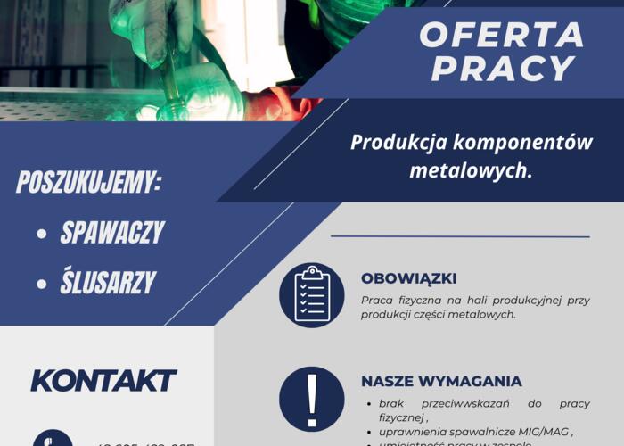 Grajewo ogłoszenia: Zatrudnimy spawaczy MIG/MAG. Spawanie lekkich konstrukcji...