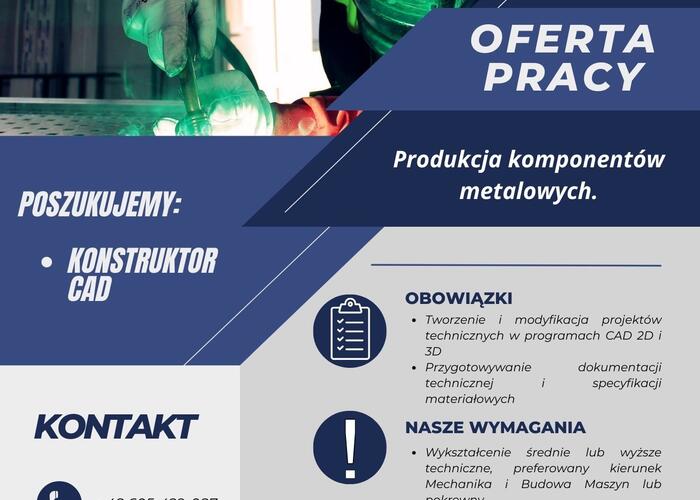 Grajewo ogłoszenia: Zatrudnimy konstruktora CAD - wymagana umiejętność tworzenia...