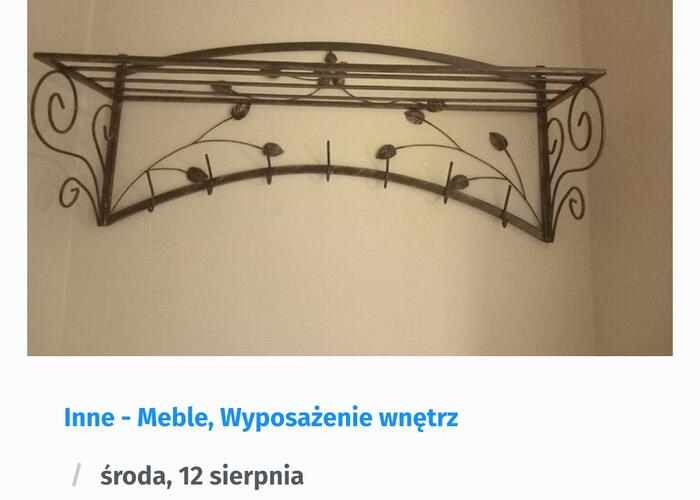 Grajewo ogłoszenia: Sprzedam wieszak na ubrania. 
Długość 100 cm.