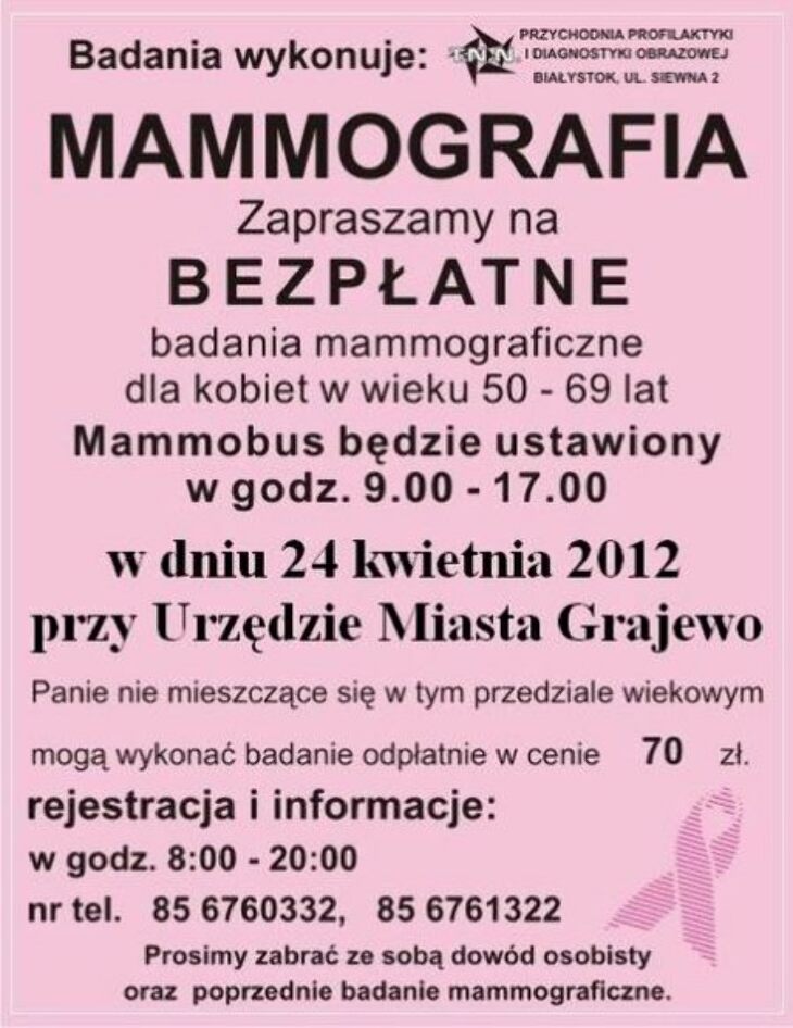 Bezpłatna mammografia 24 IV