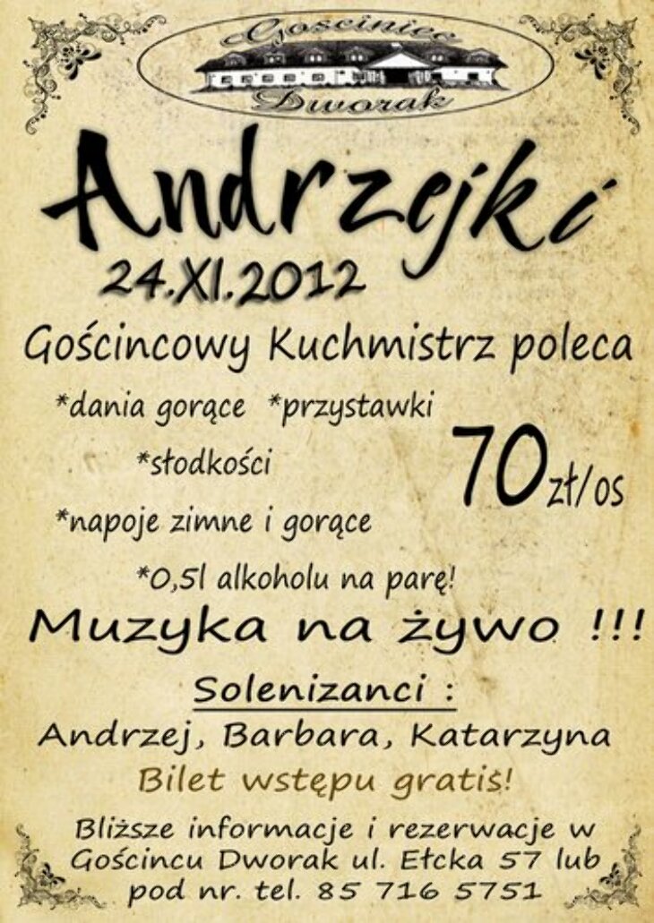 Andrzejki w Gościńcu Dworak