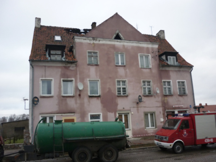 Pożar w domu w Prostkach