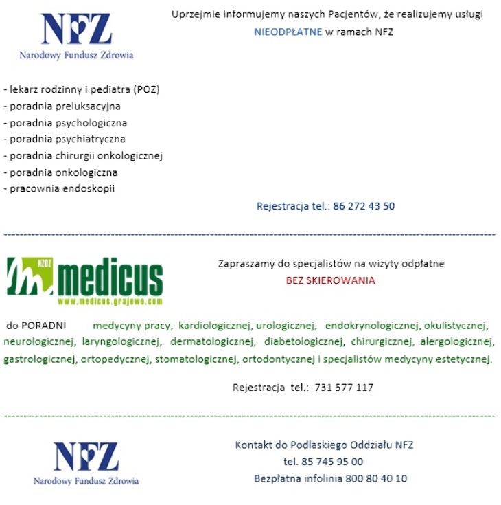NZOZ Medicus informuje