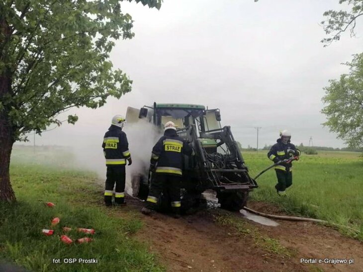 Pożar ciągnika rolniczego
