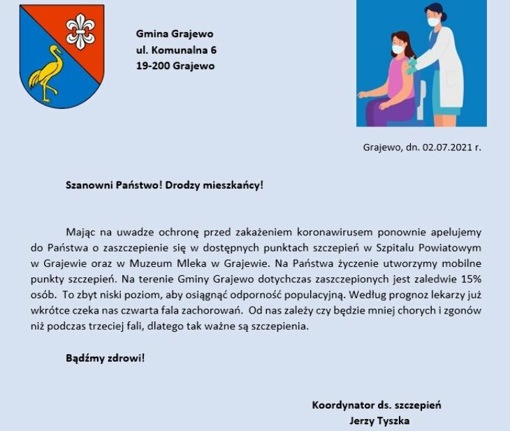 Zbyt niski poziom szczepień - apel do mieszkańców!