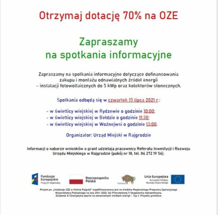 Granty na instalacje OZE dla mieszkańców gminy Rajgród