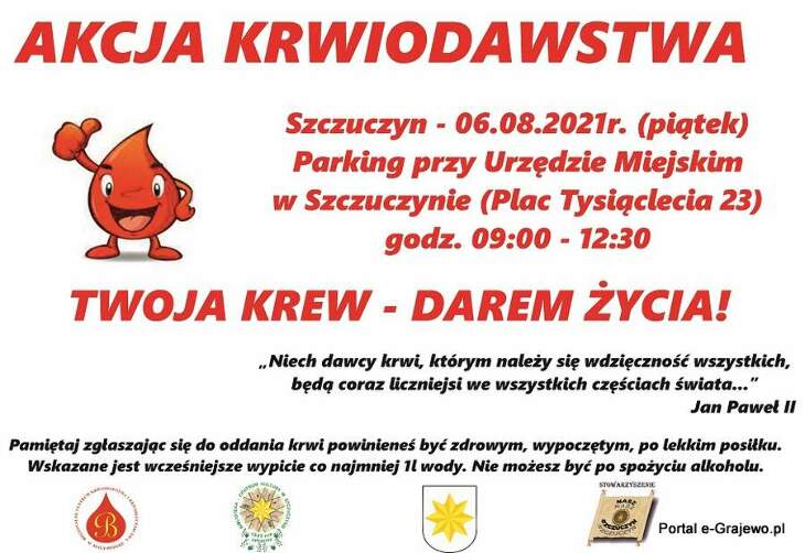 Akcja krwiodawstwa - pl. Tysiąclecia w Szczuczynie (6.08)