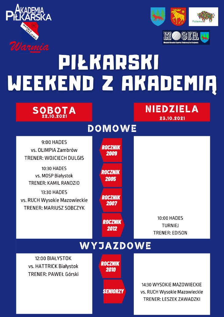 Akademia Piłkarska Warmia MOSiR Grajewo (23-24.10)