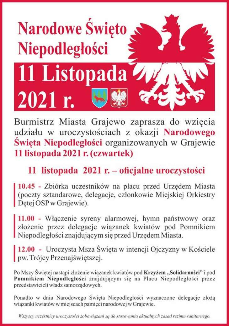 Narodowe Święto Niepodległości w Grajewie 11.11.2021 r.