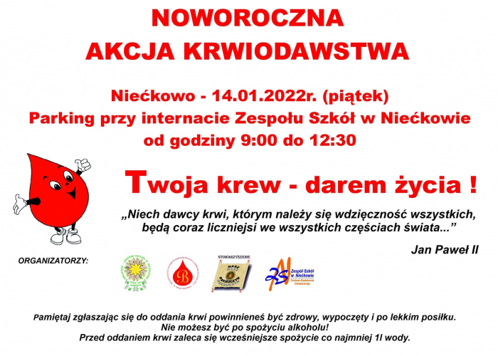 Szczuczyn: Akcja krwiodawstwa w Zespole Szkół w Niećkowie 