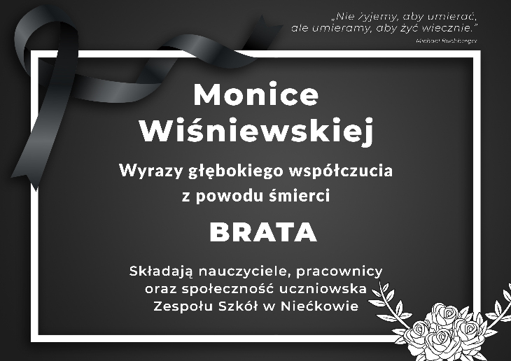 Kondolencje Pani Monice Wiśniewskiej