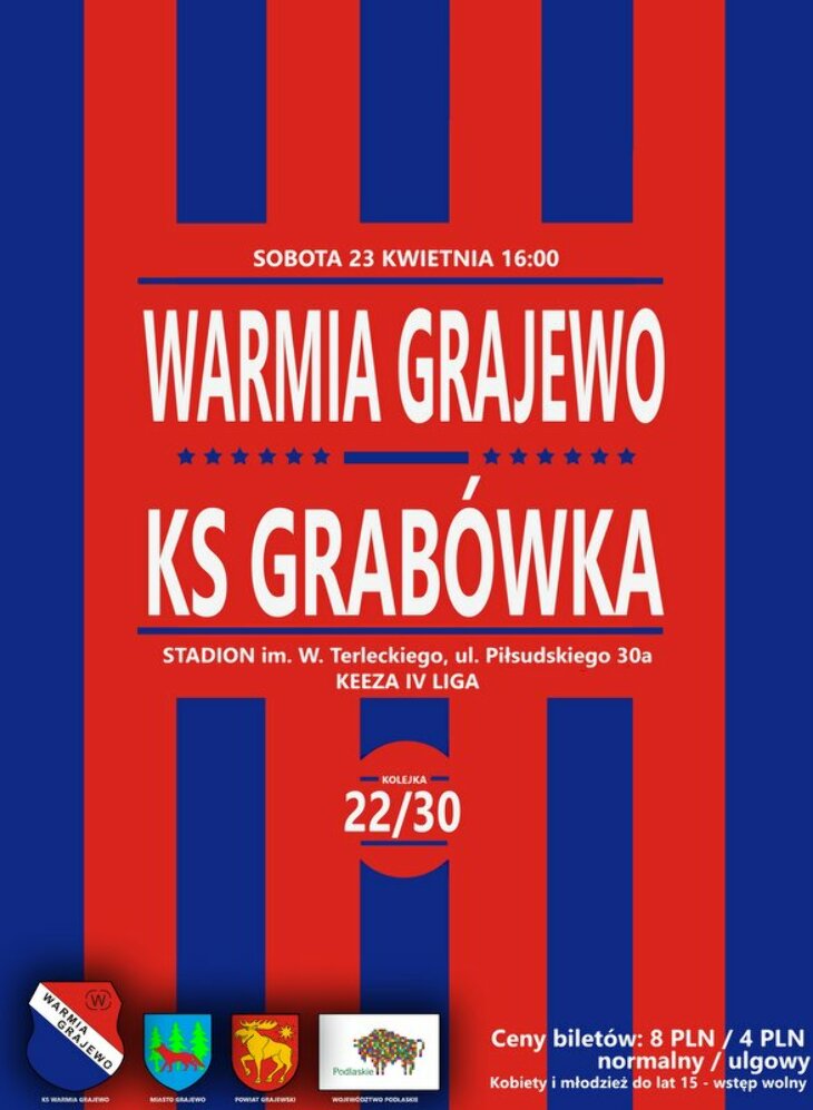 Warmia zagra w Grajewie z KS Grabówka (23.04)