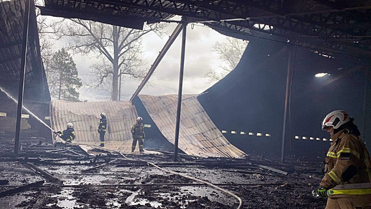 Pożar fermy drobiu w Ruskiej Wsi