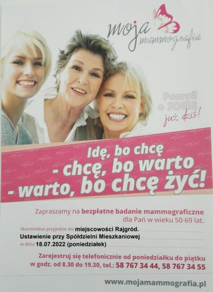 Rajgród. Bezpłatne badania mammograficzne (18.07)