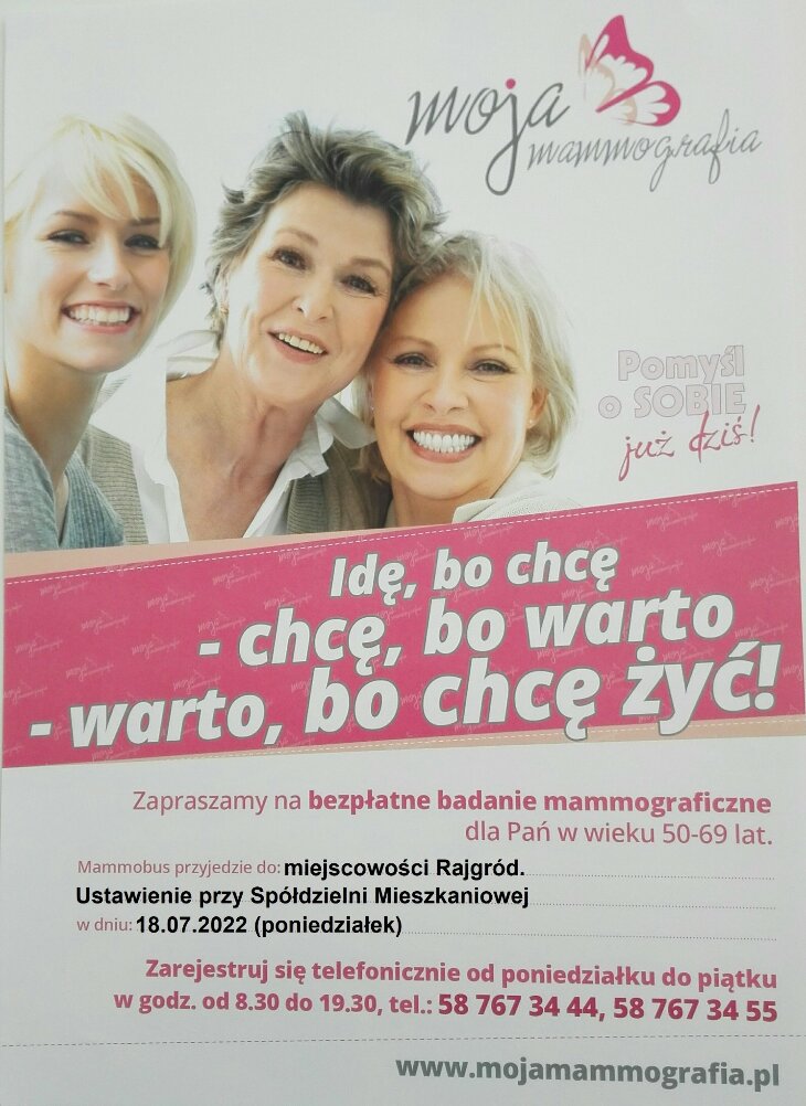 Bezpłatne badania mammograficzne dla kobiet  (18.07)
