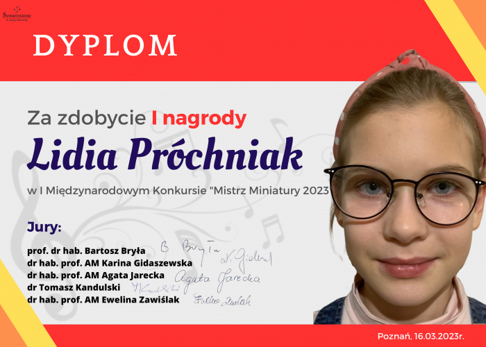 Lidia Próchniak z nagrodą konkursie międzynarodowym