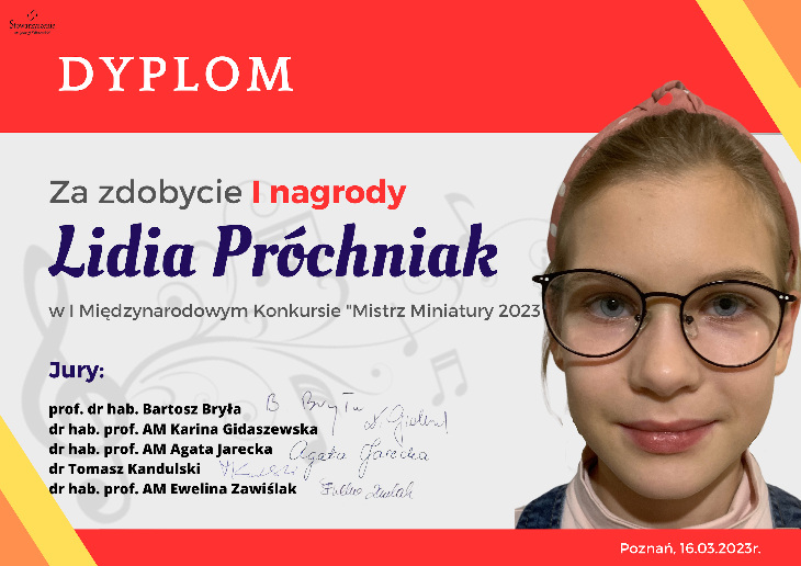 Lidia Próchniak z nagrodą w konkursie międzynarodowym
