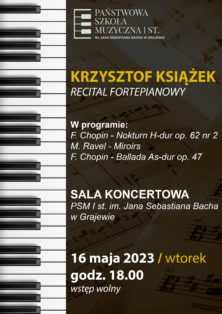 PSM.  Recital Fortepianowy-Krzysztof Książek