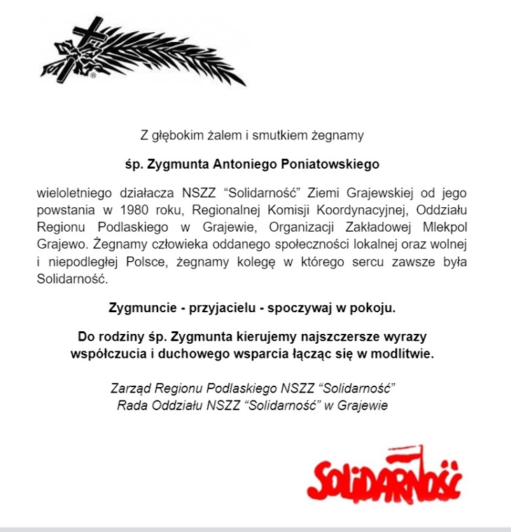 Zmarł Zygmunt A. Poniatowski - kondolencje