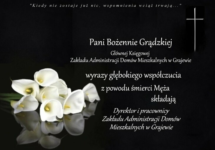Kondolencje p. Bożennie Grądzkiej