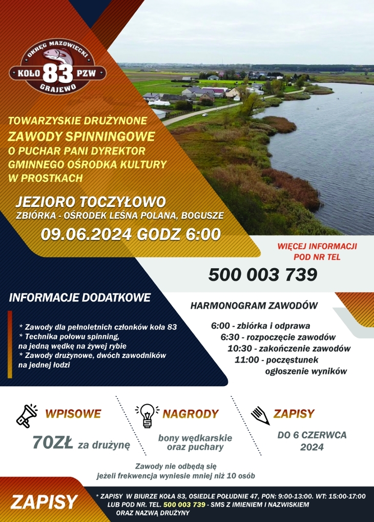 Wędkarskie Zawody Spinningowe na jeziorze Toczyłowo