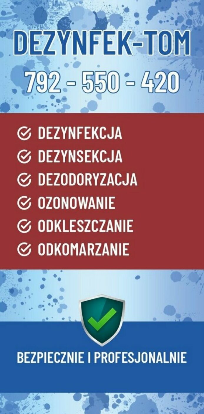 Dezynfekcja, dezynsekcja, ozonowanie, odkleszczanie