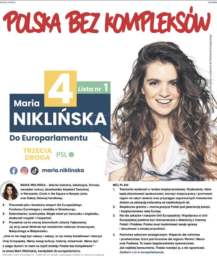 Maria Niklińska - kandydatka do Parlamentu Europejskiego