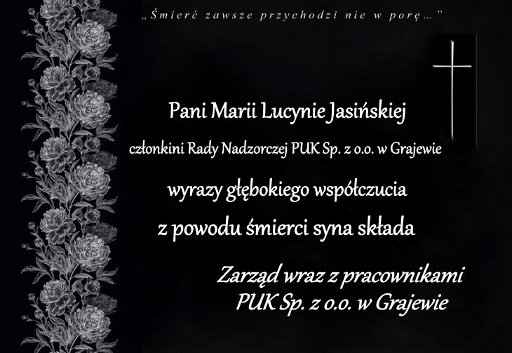 Kondolencje p. Marii Jasińskiej