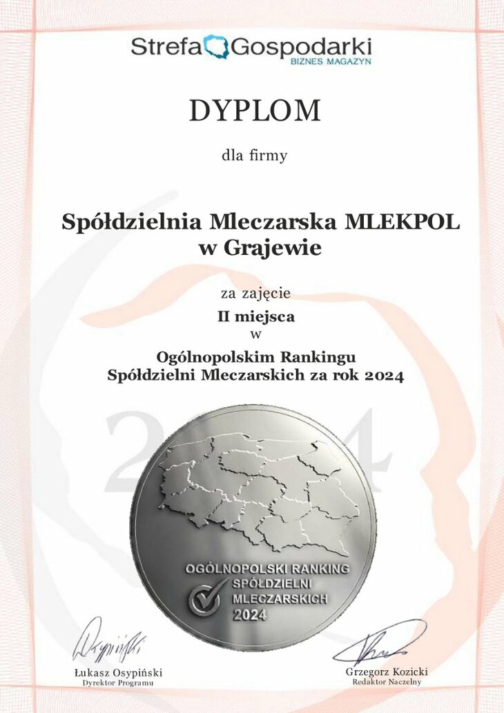 Ranking najlepszych spółdzielni mleczarskich - Mlekpol na podium