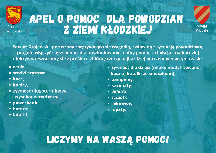 APEL O POMOC DLA POWODZIAN Z ZIEMI KŁODZKIEJ