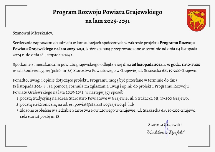 Zaproszenie na konsultacje społeczne