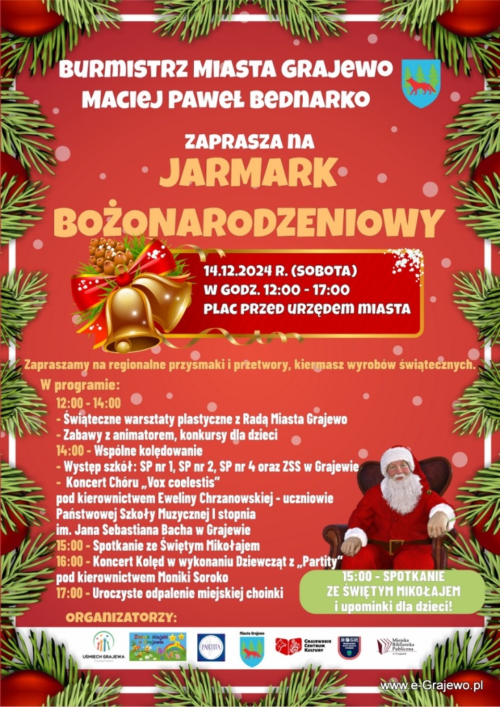 Burmistrz zaprasza na Jarmark Bożonarodzeniowy 