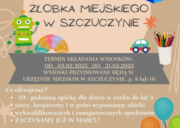 Szczuczyn: Rekrutacja do Żłobka Miejskiego 