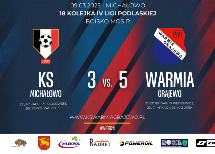 KS Michałowo - WARMIA Grajewo 3:5