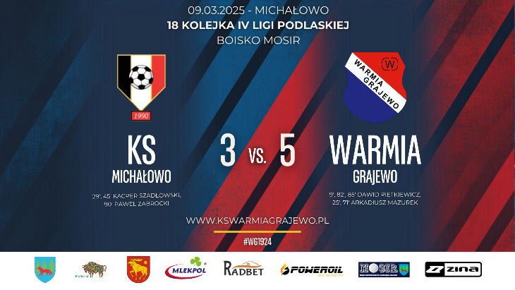 KS Michałowo - WARMIA Grajewo 3:5