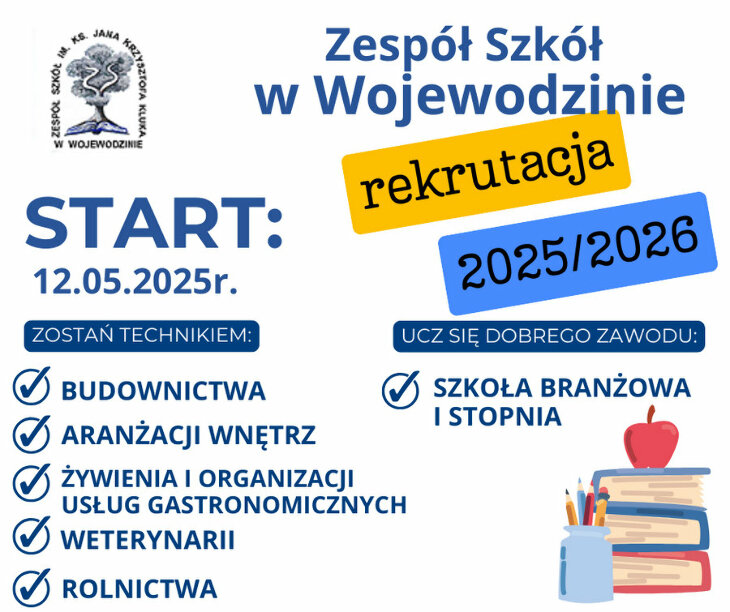 Rekrutacja 2025/26 - zaprasza ZS w Wojewodzinie!