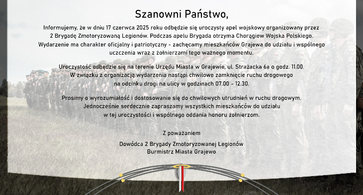 Grajewo. Uroczysty Apel Wojskowy (17.06)