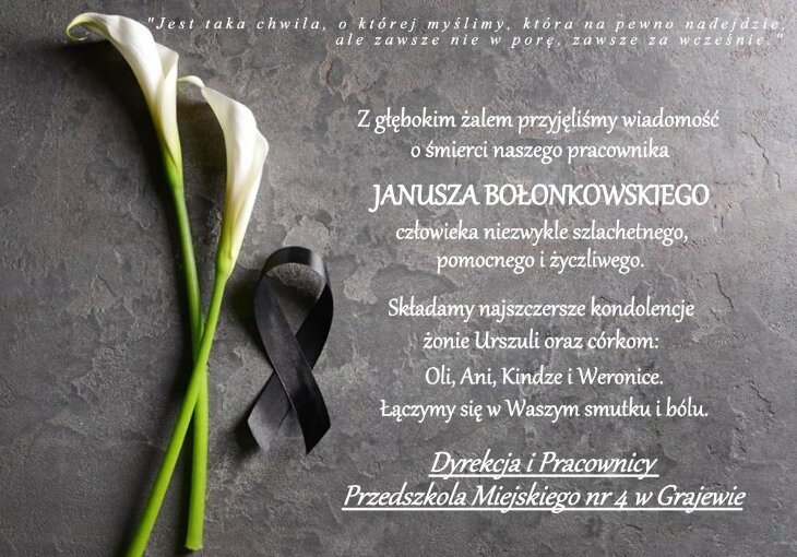 Zmarł śp. Janusz Bołonkowski - kondolencje