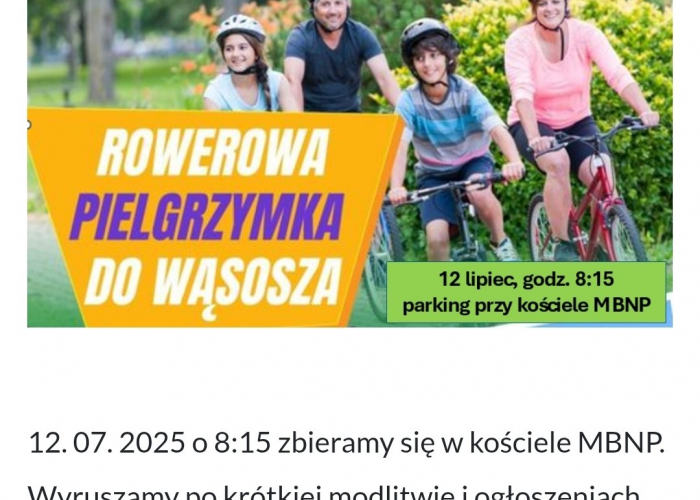 Pielgrzymka rowerowa do Wąsosza