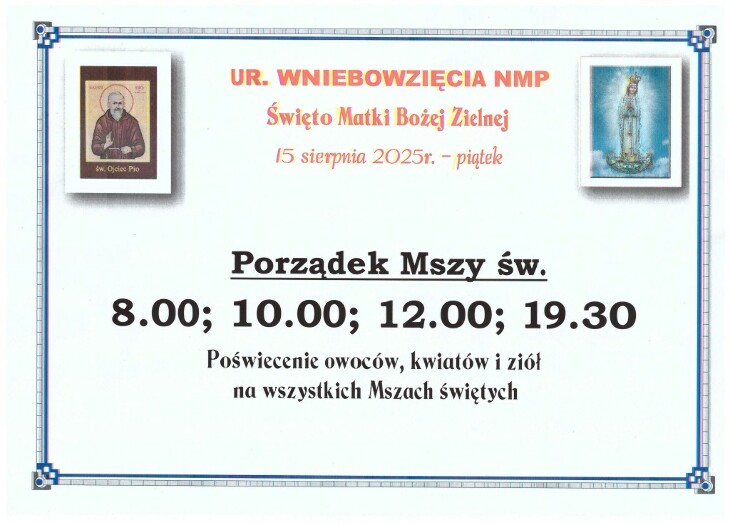 Uroczystość Wniebowzięcia NMP
