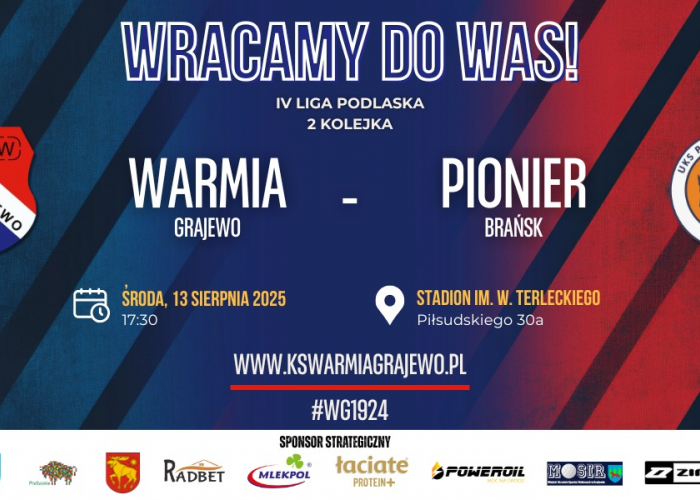 WARMIA - PIONIER (środa 13.08. godz. 17:30)