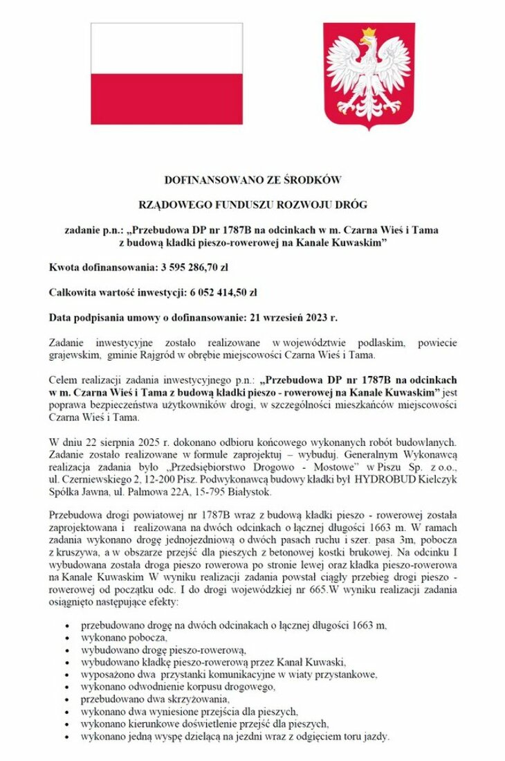 Otwarcie drogi powiatowej w miejscowości Czarna Wieś