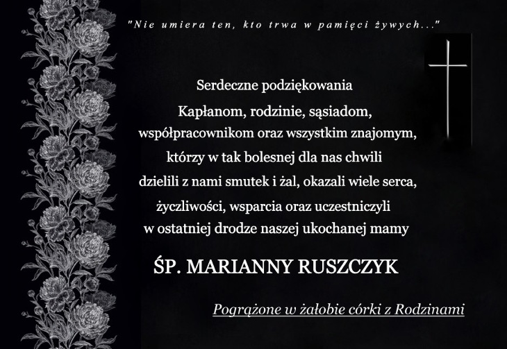 Podziękowanie za udział w ostatniej drodze