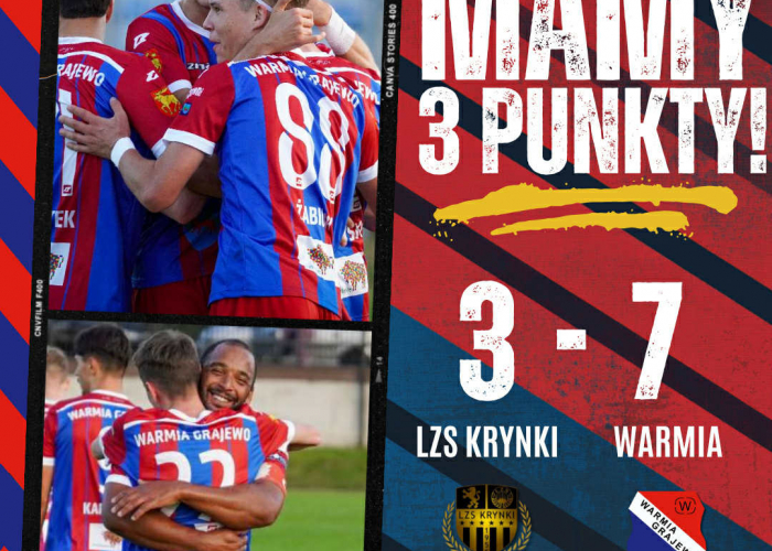 LZS Krynki ? WARMIA Grajewo 3:7 (1:4)