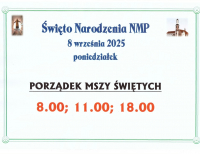ŚWIĘTO NARODZENIA NMP (8.09) MSZE ŚW.