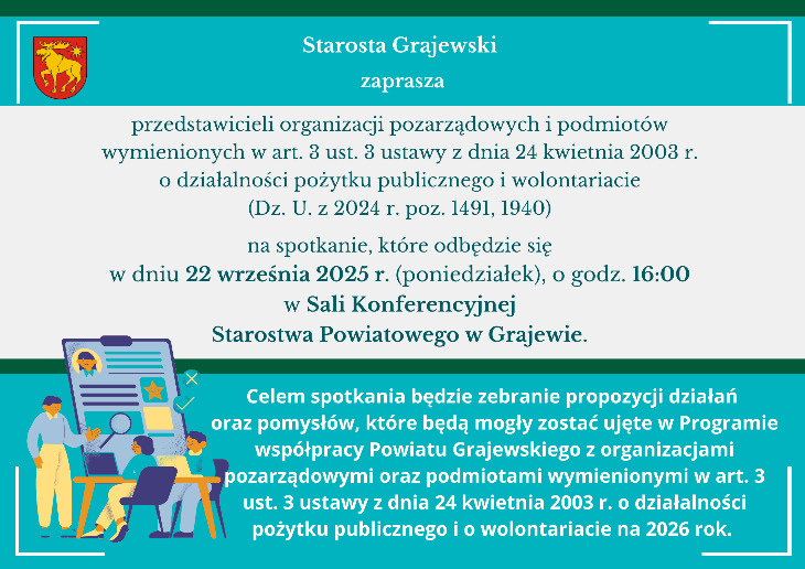 Starosta zaprasza organizacje pozarządowe na spotkanie